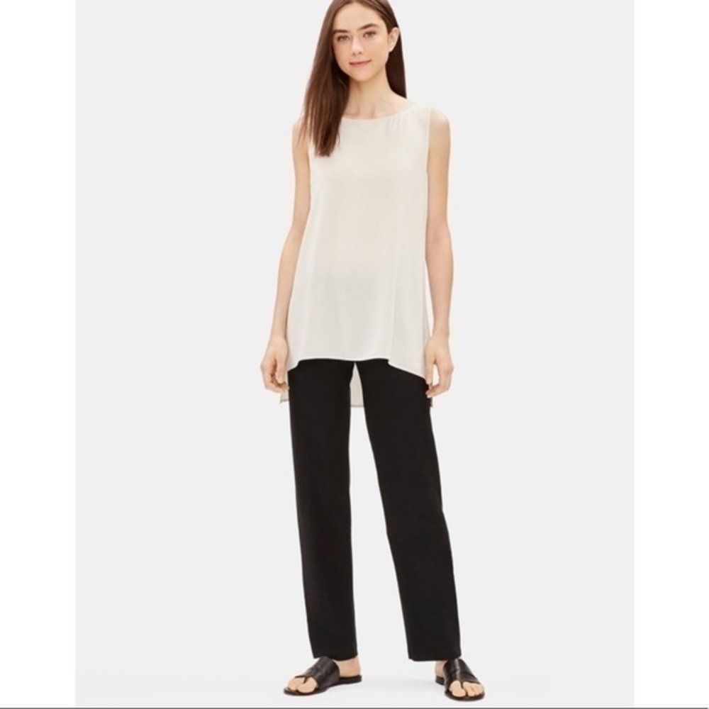 Eileen Fisher Black Stretch Crepe Straight Pants P S
